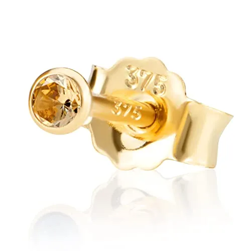 NKlaus Single-Ohrstecker 2,0mm aus 375 Gelb Gold in beige von NKlaus
