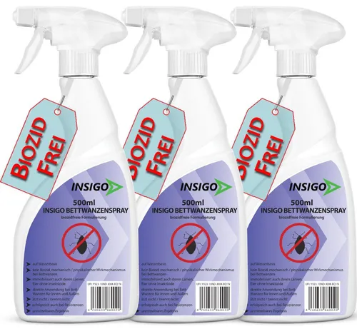 INSIGO Bettwanzenspray - Effektive Insektenbekämpfung - INSIGO ist ein innovatives Insektenbekämpfungsmittel ohne Biozide. Ideal für den Innen- und Außenbereich, bietet es eine schnelle und gezielte Behandlung gegen verschiedene Schädlinge.