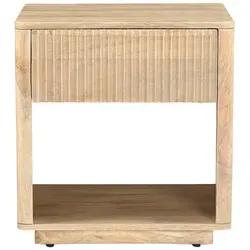 Nachttisch mit Schublade aus hellem massivem Mangoholz ALDA
