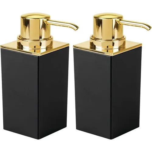 mDesign Seifenspender Pumpseifenspender Lotionspender 2er-Set Schwarz/Messing