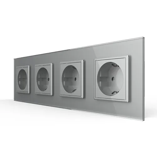 Steckdose Glasrahmen 4 Fach VL-C7C1EU/C7C1EU/C7C1EU/ VL-C7C1EU-15 Grau Livolo
