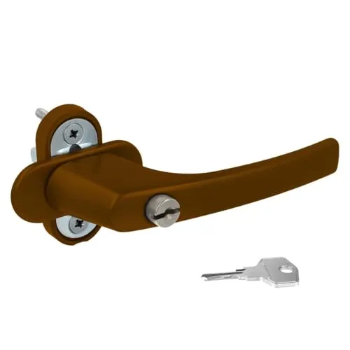 Alu Fenstergriff in Braun RAL 8008 abschließbar - Stiftlänge 35mm