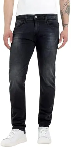 Replay Herren Jeans Anbass Slim-Fit mit Comfort Stretch, Dark Grey 097 - Jeans in Slim Fit mit 5 Taschen und Power Stretch für optimalen Komfort und perfekte Passform. Ideal für lässige Styles im Alltag.