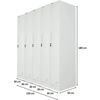 PROREGAL Mega Deal 5X Spind Schrank Elephant Metall 180x30x50cm - Vielseitiger Spindschrank aus robustem Metall mit abschließbaren Flügeltüren, ideal für die Aufbewahrung in Büros und Werkstätten. Sofort einsatzbereit, inklusive Kleiderstange und 3 Haken pro Abteil für optimale Organisation.