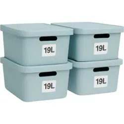 Plastard Aufbewahrungsbox mit Deckel, 4er-Set in blau von Plastard