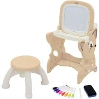 Joyz 3in1 Spieltisch Braun mit LCD-Tafel und Hocker