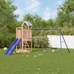 vidaXL Spielturm aus massivem Douglasienholz - Robuster Spielturm für Kinder mit Plattform, Rutsche und Schaukeln. Ideal für kreative Abenteuer im eigenen Garten – aus langlebigem, wetterbeständigem Holz.