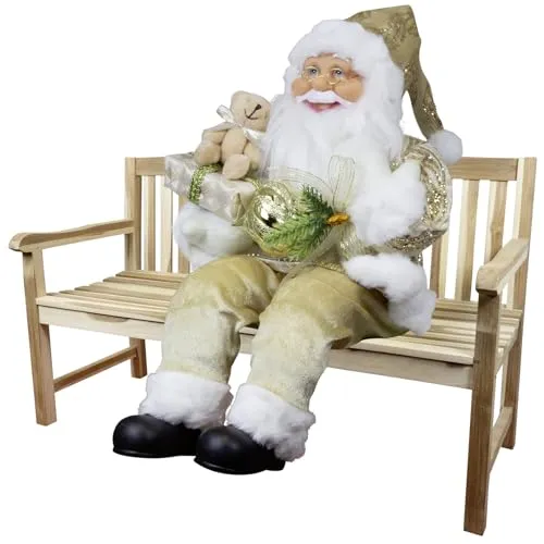 Christmas Paradise Sitzender Weihnachtsmann 45cm Deko-Figur in gold von Christmas Paradise