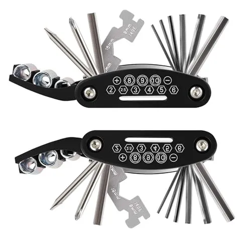 2er Set Fahrrad 16-in-1 Multifunktionswerkzeug | Multitool Fahrrad Werkzeug | MTB Reparatur Werkzeugset | Reparatur Set Kit für schnelle Fahrradreparatur unterwegs