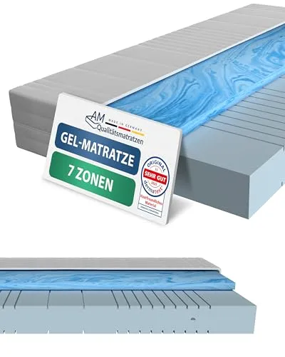 AM Qualitätsmatratzen 7 Zonen Gelmatratze 160x200 H2 - Made in Germany - Matratzen – Ergonomische 7-Zonen Gelmatratze mit druckentlastendem Memory Foam für optimalen Schlafkomfort und allergikerfreundlichem Bezug.