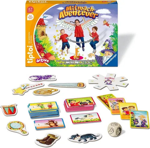 Ravensburger tiptoi Active Spiel 00130: Mitmach-Abenteuer für kleine Abenteurer - Gesellschaftsspiel ab 3 Jahren, fördert spielerisch die Bewegung mit interaktiven Aufgaben und Geschichten. Ideal für 1-6 Spieler, sorgt für Spaß und Freude an der Bewegung!