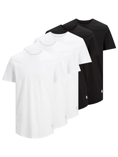 JACK & JONES JJENOA TEE SS CREW NECK 5PK MP NOOS - Herren-Shirts im praktischen 5er-Pack, modisches Rundhals-T-Shirt aus 100% Baumwolle, ideal für Freizeit und bequemes Tragen.