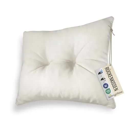 sunnypillow Polster für Gartenmöbel - Rückenkissen 70 x 40 cm für Rattanmöbel - Lounge Kissen Outdoor, wasserdicht, UV-lichtecht - Gartenpolster, Polsterauflagen auf Rattansessel, Stuhl - Ecru