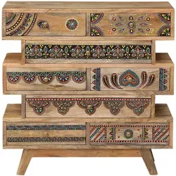 Marrakesch Orient & Mediterran Interior Kommode Artha – Handgefertigte Schubladenkommode - Bunte Kommode mit 8 Schubladen, aus massivem Holz, bereits montiert geliefert. Ideal für stilvolle Akzente in Ihrem Zuhause.