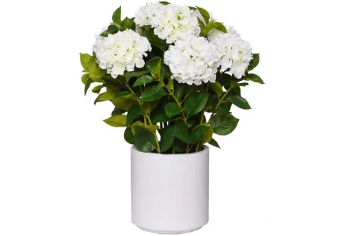 VIVANNO Kunstpflanze HYDRANGEA Rund - Weiß, 78 cm - Elegante Kunstpflanze in Weiß, ideal für jedes Zuhause oder gewerbliche Räume. Pflegeleicht und flexibel, verleiht sie jedem Stil einen Hauch von Natürlichkeit.