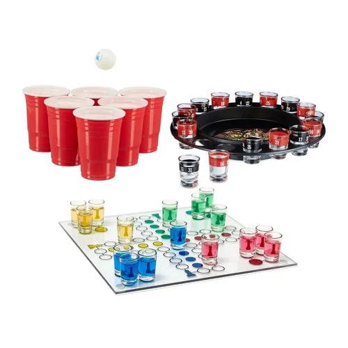 Teiliges Trinkspiel Trink-Roulette Set mit 50 Bechern - Nur für Erwachsene - Spaßiges 3-teiliges Trinkspiel Set mit 50 bunten Bechern für unvergessliche Partynächte und gesellige Runden.