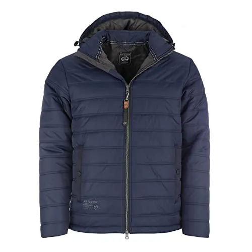 Dry Fashion Herren Steppjacke Stade - Jacke gesteppt mit verstellbarer und abnehmbarer Kapuze in Navy Größe M