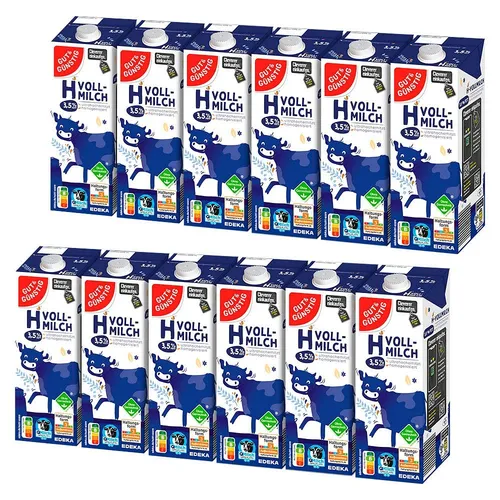 GUT&GÜNSTIG H-Vollmilch 3,5 % 12x 1,0 l von GUT&GÜNSTIG