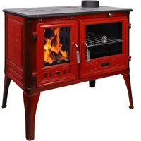 Küchenofen Cook Lite Rot Emailliert 8,5 kW – Effizientes Kochen mit Holzfeuer