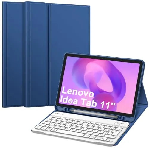 FINTIE Französische AZERTY-Tastatur für Lenovo Idea Tab 11 Zoll 2025 (Modell TB336FU, TB336ZU), [Stiftfach] Kabellose Bluetooth-AZERTY-Tastatur, stoßfeste Rückseite, Marineblau