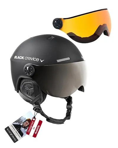 Black Crevice Skihelm Arlberg mit 2 Visier, matt schwarz/grau, M/L (58-61)