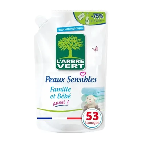 L'arbre vert Weichspüler für empfindliche Haut für Familie/Baby, auch 53 Waschgänge, 800 ml