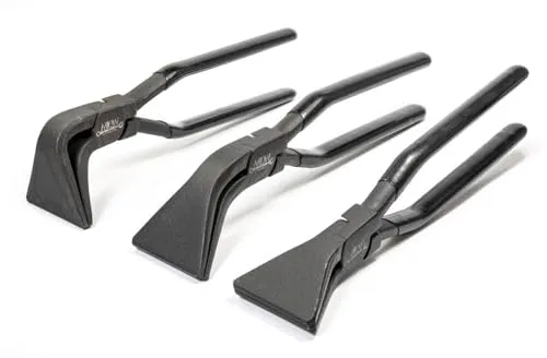 Falzzangen Set 3-tlg. - Gerade, 45° und 90° gebogen - Zangen-Sets mit 60 mm Maulbreite, ideal für Dachdecker und Klempner. Enthält gerade und gebogene Formen für präzises Arbeiten mit Blech.