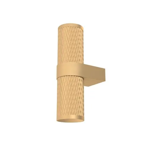 Moderne Up Down Wandleuchte Aluminium in Gold – DUNO - Elegante 2-flammige Wandlampe aus Aluminium in Gold für stilvolle Akzente. Ideal für Wohnzimmer, Büro oder Flur. Individuelle Lichtgestaltung mit GU10 Leuchtmitteln möglich. Breite: 6,5 cm, Höhe: 21,7 cm.