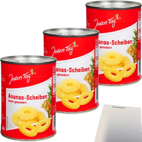 Jeden Tag Ananas Scheiben leicht gezuckert 3er Pack 3x580ml Dose usy Block
