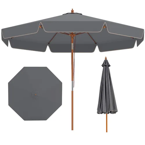 COSTWAY Sonnenschirm 300cm – Robuster Gartenschirm mit Neigemechanismus - Genießen Sie angenehmen Schatten mit diesem 300 cm großen Sonnenschirm aus hochdichtem Polyester. Der praktische Neigemechanismus und die stabile Holzstruktur machen ihn ideal für Garten, Terrasse oder Pool.