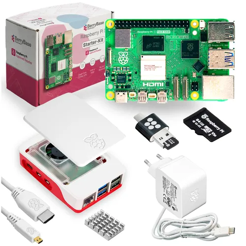 Raspberry Pi 5 Starterkit mit 64GB microSDHC und Zubehör in weiß von BerryBase