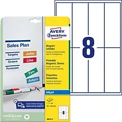 Zweckform Magnetschilder J8875-5, weiß, 50 x 140 mm in silber von Avery Zweckform