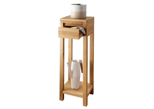 Main Möbel Beistelltisch Blumensäule Danzig II 30x90cm Wildeiche - Elegante Blumensäule aus geölter Wildeiche mit 90 cm Höhe. Ideal für die stilvolle Präsentation von Pflanzen und bietet zusätzlichen Stauraum durch Schubkasten und Ablage. Fertig montiert, sofort einsetzbar.