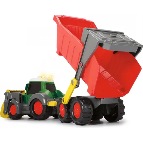 ABC Fendti Farm Trailer - Baby Spielzeug, 65 cm langer Fendt Traktor mit abnehmbarem Anhänger und beweglichem Schaufel, fördert kreatives Spielen und Motorik.