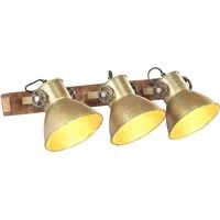 vidaXL Wandlampe im Industriestil Messing 65x25 cm E27 - Elegante Deckenleuchte im Industriestil mit 3 Lampenschirmen aus antikem Messing und massivem Mangoholz. Ideal für gemütliche Akzente in jedem Raum, schafft eine einladende Atmosphäre.