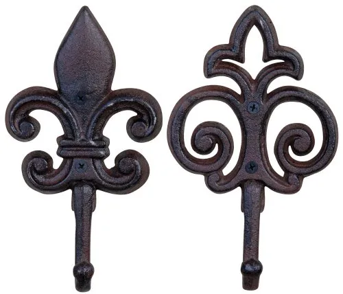 Esschert Design Wandhaken, Gaderobenhaken aus Gusseisen, 1 Stück, sortiert, ca. 12 cm x 5,3 cm x 20 cm