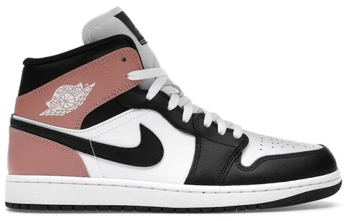 Nike Air Jordan 1 Mid Herren-Sneaker, Weiß/Schwarz-Rostrosa, Größe 8.5