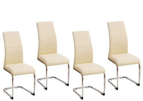 HTI-Line Freischwinger Schwingstuhl SallyC PU 4er Set in beige von HTI-Line