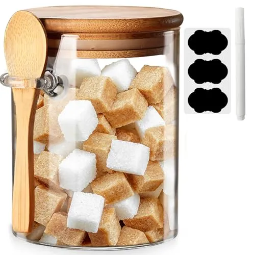 Glasbehälter Vorratsdosen mit Deckel Luftdicht und Löffel Overnight Oats Gläser Vorratsgläser für Lebensmittel für Kaffee/Tee/Zucker/Gewürze Meal Prep Glas Zuckerdose Aufbewahrung Küche (1PCS)