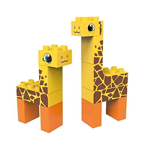 BIOBUDDI Wilde Tiere | Giraffe mit Baby in der Steppe, 14 Teile, 100% kompatibel mit Lego & duplo, klimaneutral hergestellt in EU (Niederlande), 97% Bioplastik, BB-0103