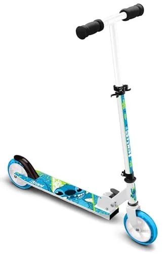 Disney Stitch 2-Rad Kinderroller Faltbar mit Fußbremse - Faltbarer Kinderroller im Disney Stitch Design, ideal für Kinder ab 3 Jahren. Höhenverstellbarer Lenker für jahrelangen Fahrspaß und sichere Fußbremse für kontrolliertes Stoppen.