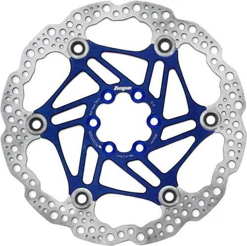 Hope Floating Disc Bremsscheibe - Blau (180 mm) - Bremsscheibe mit innovativem Floating-Design für optimale Bremsleistung und geringeres Gewicht, ideal für anspruchsvolle Mountainbiker.