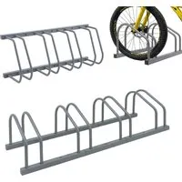 relaxdays Fahrradständer für Boden und Wandmontage, silber, 4 Fahrräder