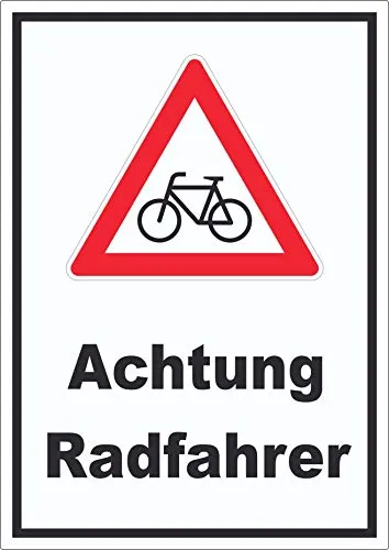 Achtung Radfahrer Fahrräder Aufkleber A4 (210x297mm)