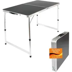 Höhenverstellbarer Klapptisch, weiß, 120 x 60 cm - Ideal für Camping - Camping-Möbel, dreifach höhenverstellbar für stabilen Stand auf unebenem Untergrund, leicht und mobil mit nur 4,2 kg, perfekt für Outdoor-Aktivitäten und einfache Reinigung.