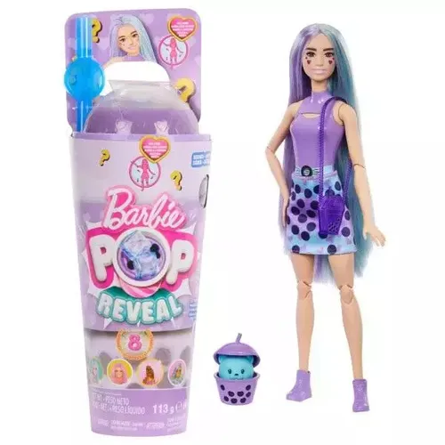Barbie Pop Reveal Bubble Tea Puppe mit Accessoires - Puppen mit 8 Überraschungen, darunter Farbwechsel und duftende Taro-Milk-Modepuppe, ideal für kreativen Spielspaß und Geschichtenerfinden.