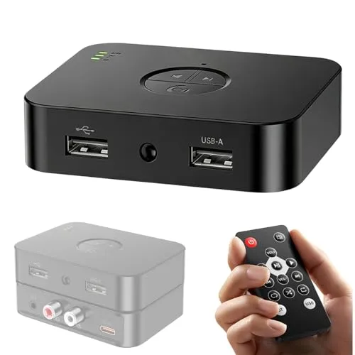 Bluetooth 6.0 Adapter Stereoanlage Mit Fernbedienung, Bluetooth Empfänger Mit Aux 3.5 MM RCA Klinke, HiFiBluetooth Receiver Mit 3D Surround, Drahtloser Audioadapter für Lautsprecher/Auto/TV