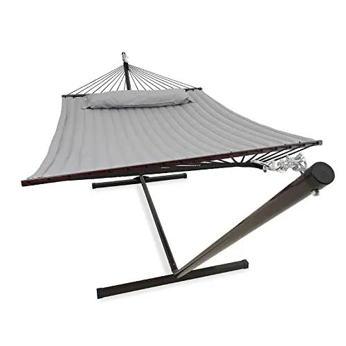 Vita5 Hängematte mit Gestell, Outdoor, Garten, Pool, Balkon, und Terrasse, Indoor Hängematten 2 Personen Hängesessel, Doppelhängematte Ständer, 200kg Belastbarkeit, Einfache Montage