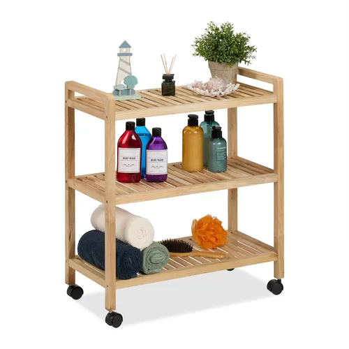 Badregal mit Rollen – Holzregal für Badezimmer und mehr von Relaxdays
