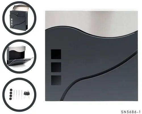 Briefkasten mit Zeitungsfach Designer Wandbriefkasten Postkasten 2 Schlüsseln